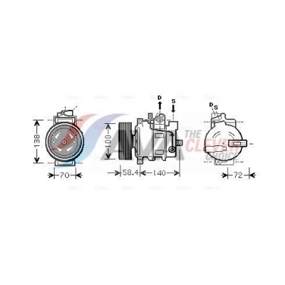 Kuva PRASCO AIAK262 Ilmastoinnin Kompressori 6SEU14C R 134a AUDI: A4 B7 Avant, A6 C6 Sedan, Avant