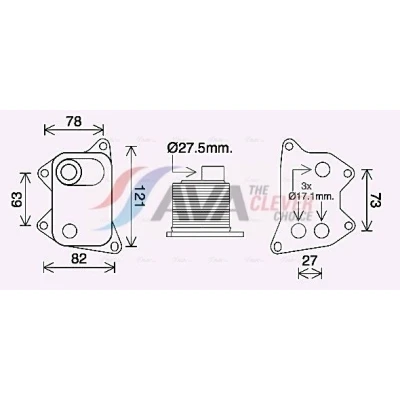 Kuva AVA COOLING SYSTEMS AI3420 Öljynjäähdytin Vesijäähdytteinen ilman öljynsuodattimen koteloa Suodattimella AUDI: A4 B8 Avant, SEAT: Alhambra II