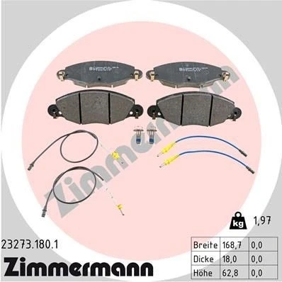 Kuva ZIMMERMANN 23273.180.1 Jarrupalat Sis. kulumisenilmaisimen Ruuveilla Valokuva vastaa toimituslaajuutta CITROËN: C5 II Farmari, Hatchback