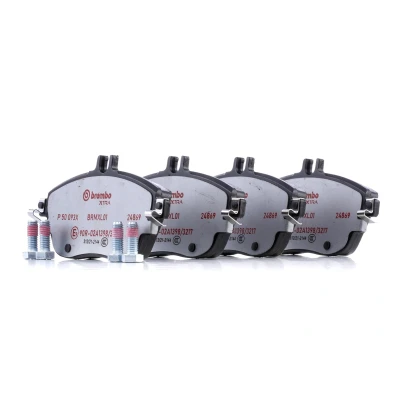 Kuva BREMBO P 50 093X Jarrupalat Kulumisenilmaisemelle Jarrusatulan ruuveilla, Huudonvaimennuspellillä Ilman tarvikkeita MERCEDES BENZ: A sarja, B sarja