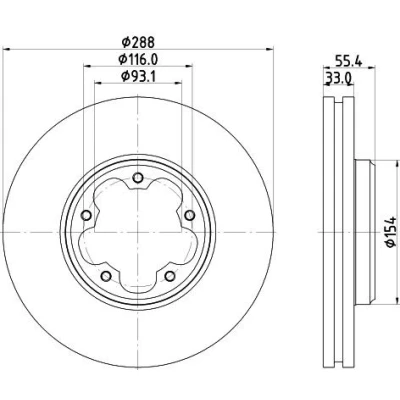 Kuva HELLA 8DD 355 133 161 Jarrulevyt FORD: Tourneo Custom V362 Bussi, Transit V363 Van, Bussi