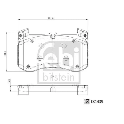 Kuva FEBI BILSTEIN 184439 Jarrupalat Etuakseli Kulumisenilmaisemelle MERCEDES BENZ: GLE, GLE Coupe