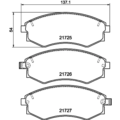 Kuva HELLA 8DB 355 016 691 Jarrupalat akustisella kulumavaroittimella HYUNDAI: Elantra III Hatchback, COUPE, Sedan, KIA: Magentis I