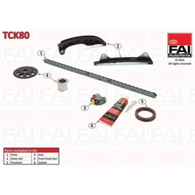 Kuva FAI AutoParts TCK80 Jakoketjusarja Tiivisteillä, Hammaspyörillä Yksinkertainen, Niittiketju TOYOTA: Yaris II Hatchback, III Hatchback