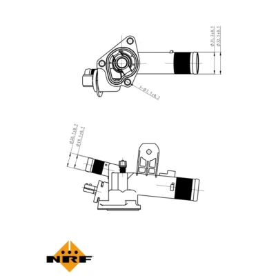 Kuva NRF 725082 Termostaatti 89 Anturilla, Tiivisterenkaalla Kopalla NISSAN: Qashqai / Qashqai+2 I, RENAULT: Kangoo GRAND SCENIC 2