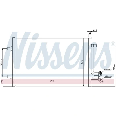 Kuva NISSENS 940097 Ilmastoinnin Lauhdutin ilman vedenerotinta Alumiini 583 R 134a