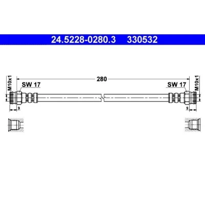 Kuva ATE 24.5228 0280.3 Jarruletku 280 PEUGEOT: 406 Coupe, Sedan