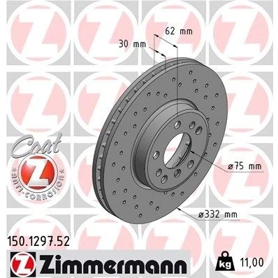 Kuva ZIMMERMANN SPORT COAT Z 150.1297.52 Jarrulevyt 332 30 8/5 5 120 tuuletettu sisältä, reijitetty pinnoitettu hiiliteräs BMW: X5