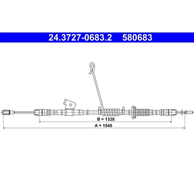 Kuva ATE 24.3727 0683.2 Käsijarruvaijeri 1545 FORD: Transit Custom V362 Bussi, Tourneo Bussi