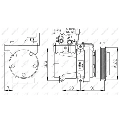 Kuva NRF 32200G Ilmastoinnin Kompressori HCC HS15 12 PAG 46 kompressoriöljyllä HYUNDAI: Santa Fe I