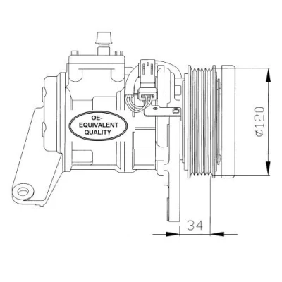 Kuva NRF 32092 Ilmastoinnin Kompressori 10PA17J 12 PAG 46 kompressoriöljyllä, Tiivisterenkaalla CHRYSLER: VOYAGER / Grand 3, 4