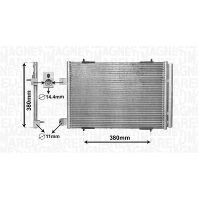 Kuva MAGNETI MARELLI 350203855000 Ilmastoinnin Lauhdutin Vedenerottimella 535x357x16 357 535 16 PEUGEOT: 508 I SW, 407 CITROËN: C5 II Farmari