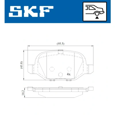 Kuva SKF VKBP 90414 Jarrupalat Ei kulumisenilmaisimelle FIAT: 500 Hatchback