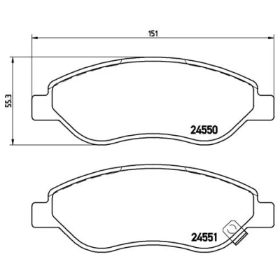 Kuva BREMBO P 59 053 Jarrupalat akustisella kulumavaroittimella Jarrusatulan ruuveilla Tarvikkeilla OPEL: Corsa D Hatchback