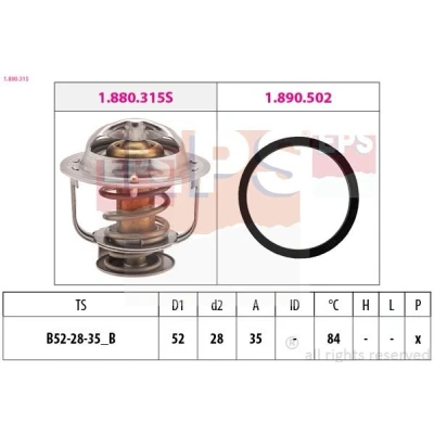 Kuva EPS 1.880.315 Termostaatti 84 52 Made in Italy OE Equivalent Tiivisteillä DAIHATSU: Terios I