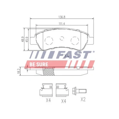 Kuva FAST FT29131 Jarrupalat Taka akseli Ilman kulumisenilmaisinta FIAT: Ducato III Flatbed Kuorma auto / Alusta, Bussi, Van