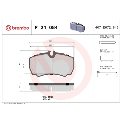 Kuva BREMBO P 24 084 Jarrupalat Sis. kulumisenilmaisimen Jarrusatulan ruuveilla Tarvikkeilla FORD: Transit Mk6 Van, Bussi, Tourneo