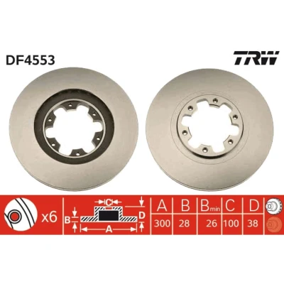 Kuva TRW DF4553 Jarrulevyt 300 28 6 124 Tuuletettu Lakattu NISSAN: Pick Up, Navara up