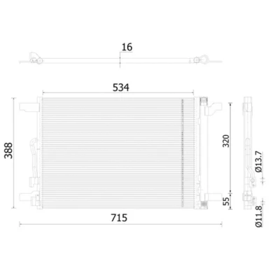 Kuva MAHLE ORIGINAL AC 915 000S Ilmastoinnin Lauhdutin Vedenerottimella 14 11,8 534 VOLKSWAGEN: Golf 7 Variant,