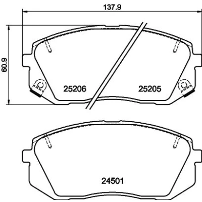 Kuva HELLA 8DB 355 015 841 Jarrupalat akustisella kulumavaroittimella Tarvikkeilla KIA: Optima / K5 Sportswagon, Sportage III, cee‘d II Hatchback