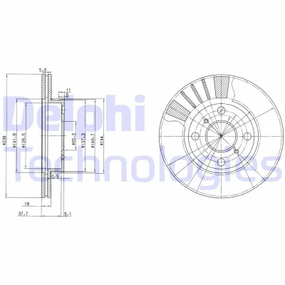 Kuva DELPHI BG3424 Jarrulevyt 238 18 4 Tuuletettu rasvattu käsittelemätön ilman pyöränlaakeria, ABS sensorirengasta TOYOTA: Starlet V Hatchback