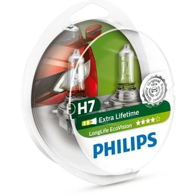 Kuva Halogeenilamppu PHILIPS LongLife EcoVision H7 PX26d BMW, ROVER, HONDA, DACIA, LAND VOLVO, SUBARU, SSANGYONG, ALPINA, SUZUKI, SAAB, IVECO, REN