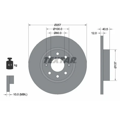 Kuva TEXTAR PRO 92164603 Jarrulevyt 257 12 04/08 100 täysi pinnoitettu Ilman pyöränkiinnityspultteja, pyörännapaa OPEL: Corsa D Hatchback