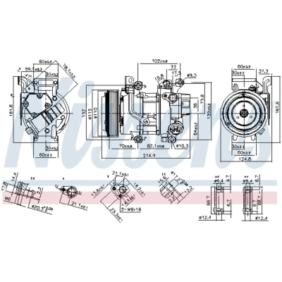 Kuva NISSENS 89528 Ilmastoinnin Kompressori 5SE9C 12 PAG 46 R 134a TOYOTA: Yaris II Hatchback