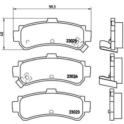 Kuva BREMBO P 56 035 Jarrupalat akustisella kulumavaroittimella Ilman tarvikkeita NISSAN: ALMERA 1 Hatchback,