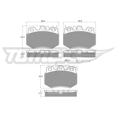 Kuva TOMEX brakes TX 10 55 Jarrupalat Etuakseli Sis. kulumisenilmaisimen PEUGEOT: 205 II Hatchback, I 309 Hatchback