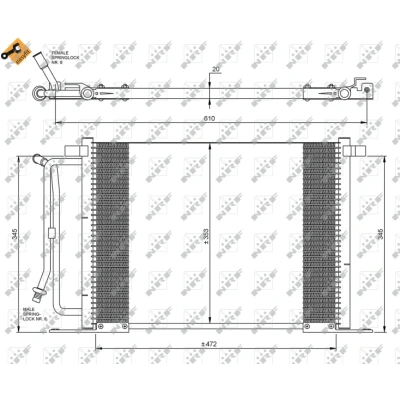 Kuva NRF EASY FIT 35250 Ilmastoinnin Lauhdutin Tiivisterenkaalla 14,2 14,3 Alumiini 505