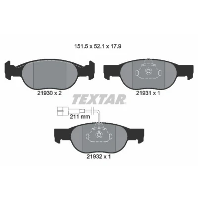 Kuva TEXTAR 2193002 Jarrupalat kulumisvaroitinkoskettimella FIAT: BRAVO 1