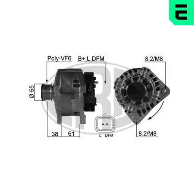 Kuva ERA 210503A Laturi 14V 125A RENAULT: MEGANE 3 Grandtour, CLIO 2, LAGUNA DACIA: Duster SUV