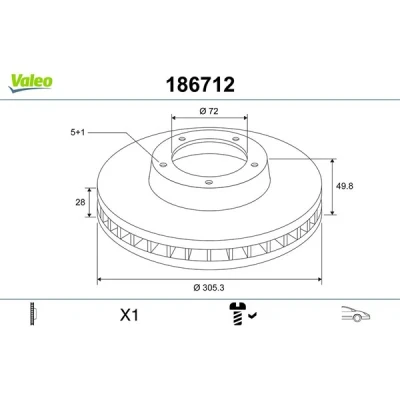 Kuva VALEO Jarrulevy RENAULT: TRAFIC 2 Bus, Kasten, OPEL: Vivaro A Van, Combi, NISSAN: Primastar Bussi 186712 4020600QAE