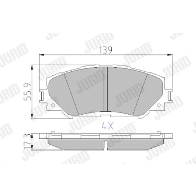Kuva JURID 572598J Jarrupalat Ei kulumisenilmaisimelle Ilman tarvikkeita TOYOTA: Corolla X Sedan, RAV4 III SUV, Auris Hatchback