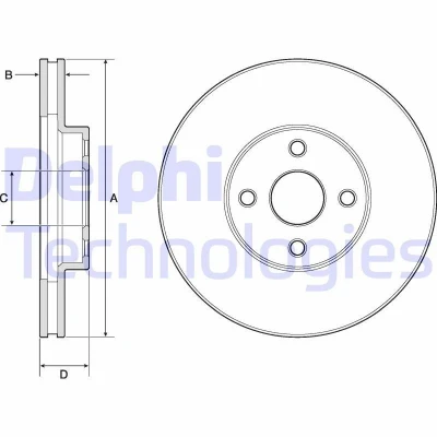 Kuva DELPHI BG3780 Jarrulevyt 275 25 4 Tuuletettu rasvattu käsittelemätön ilman pyöränlaakeria, ABS sensorirengasta TOYOTA: Corolla IX Hatchback