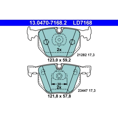 Kuva ATE Ceramic 13.0470 7168.2 Jarrupalat Kulumisenilmaisemelle, Ilman kulumisenilmaisinta BMW: 7