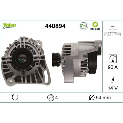 Kuva VALEO 440894 Laturi 14V 90A FIAT: Grande Punto Hatchback, 500 Evo ALFA ROMEO: MiTo