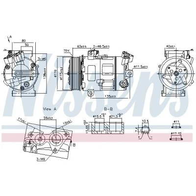 Kuva NISSENS 890947 Ilmastoinnin Kompressori DCS17IC 12 PAG 46 YF R 134a OPEL: Vivaro B Van, NISSAN: X Trail, RENAULT: MASTER 3