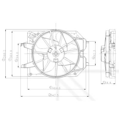 Kuva NRF 47021 Jäähdyttimen Tuuletin 375 12 280 Jäähdytystuulettimen kehällä FORD: Focus Mk1 Farmari, Hatchback