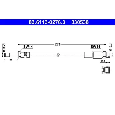 Kuva ATE 83.6113 0276.3 Jarruletku 275 M10x1 BMW: 5 Sedan, Touring
