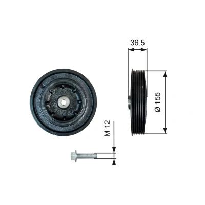 Kuva GATES FleetRunner Micro V Kit TVD1128A Kampiakselin Hihnapyörä 155 Tarvikkeilla RENAULT: TRAFIC 2 Kasten, LAGUNA 2, OPEL: Vivaro A Van