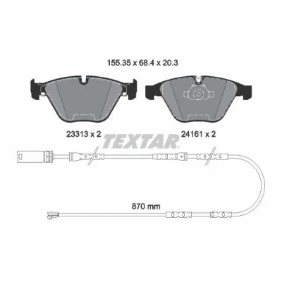 Kuva TEXTAR 2331307 Jarrupalat Sis. kulumisenilmaisimen Tarvikkeilla BMW: 3 Touring, Coupe, Sedan