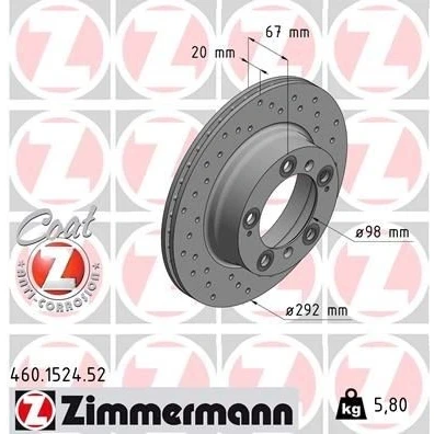 Kuva ZIMMERMANN SPORT COAT Z 460.1524.52 Jarrulevyt 292 20 9/5 5 130 tuuletettu sisältä, reijitetty pinnoitettu