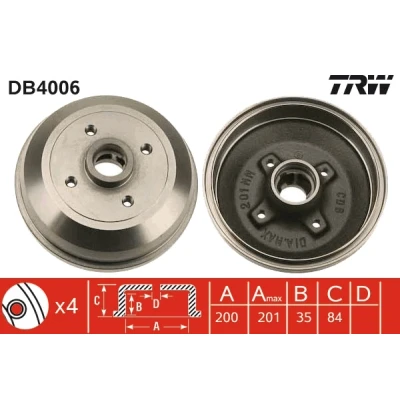 Kuva TRW DB4006 Jarrurumpu 227,5 OPEL: Corsa A TR, B Hatchback