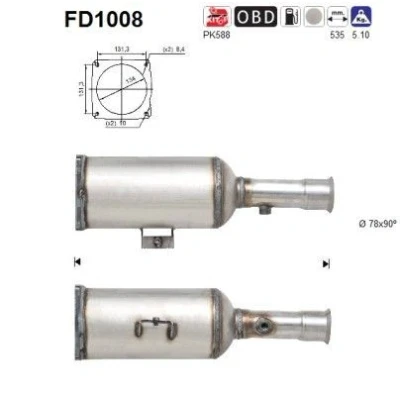 Kuva AS FD1008 Hiukkassuodatin Kordieriitti PEUGEOT: 807 MPV