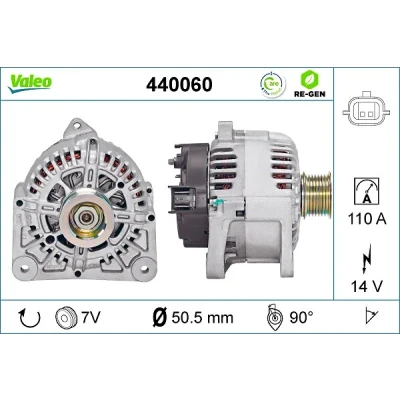 Kuva VALEO 440060 Laturi 14V 110A RENAULT: MEGANE 2 Kombi, GRAND SCENIC 2,