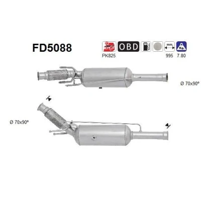 Kuva AS FD5088 Hiukkassuodatin Euro 5 Kordieriitti PEUGEOT: 3008 I, 308 I SW, CITROËN: DS5 Hatchback, C4 II Hatchback