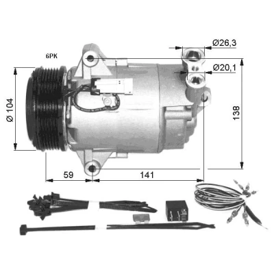 Kuva NRF 32427 Ilmastoinnin Kompressori CVC 12 PAG 46 kompressoriöljyllä OPEL: Astra H Caravan, Zafira B, GTC
