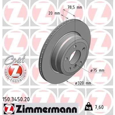 Kuva ZIMMERMANN COAT Z 150.3450.20 Jarrulevyt 320 20 6/5 5 120 tuuletettu sisältä pinnoitettu hiiliteräs BMW: X5, X6